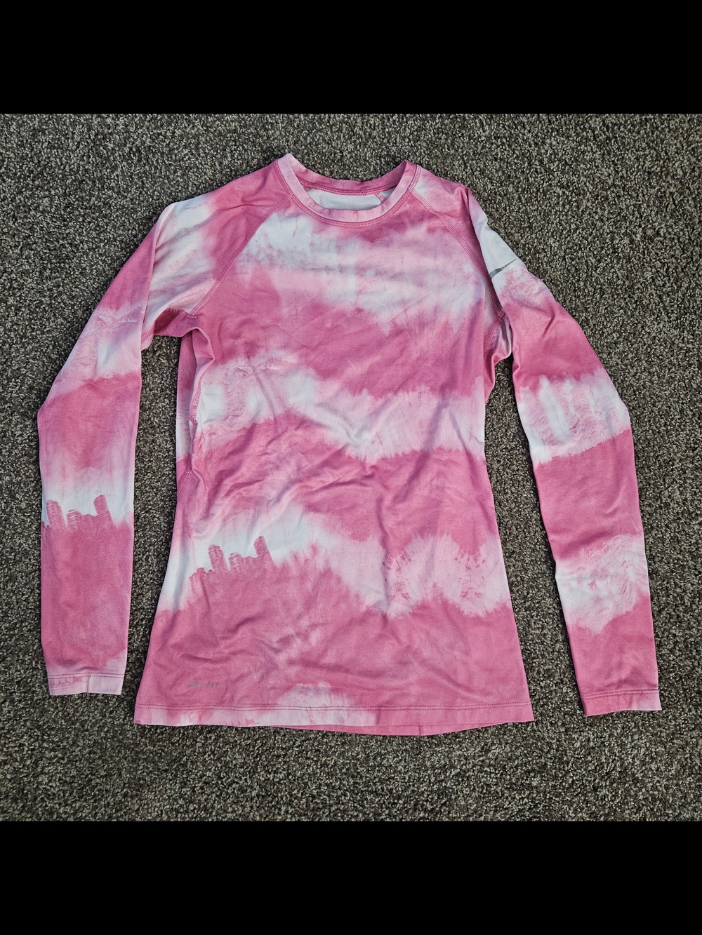 Nike Pro Combat Dri Fit Compression Shirt Womens Medium Pink Long Sleeve Top